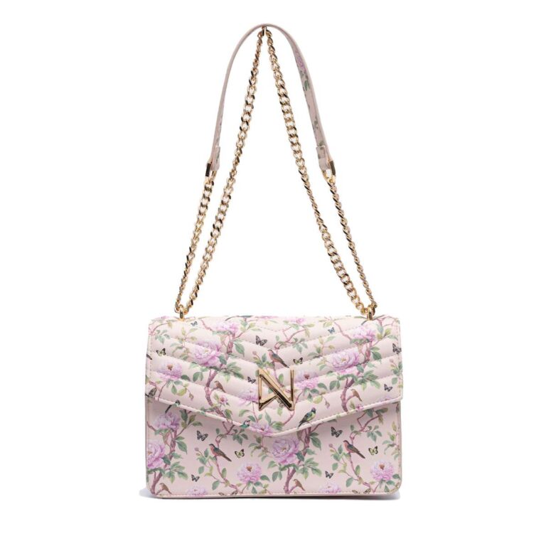 Nolah Mia Pink Floral Γυναικεία Τσάντα Ώμου