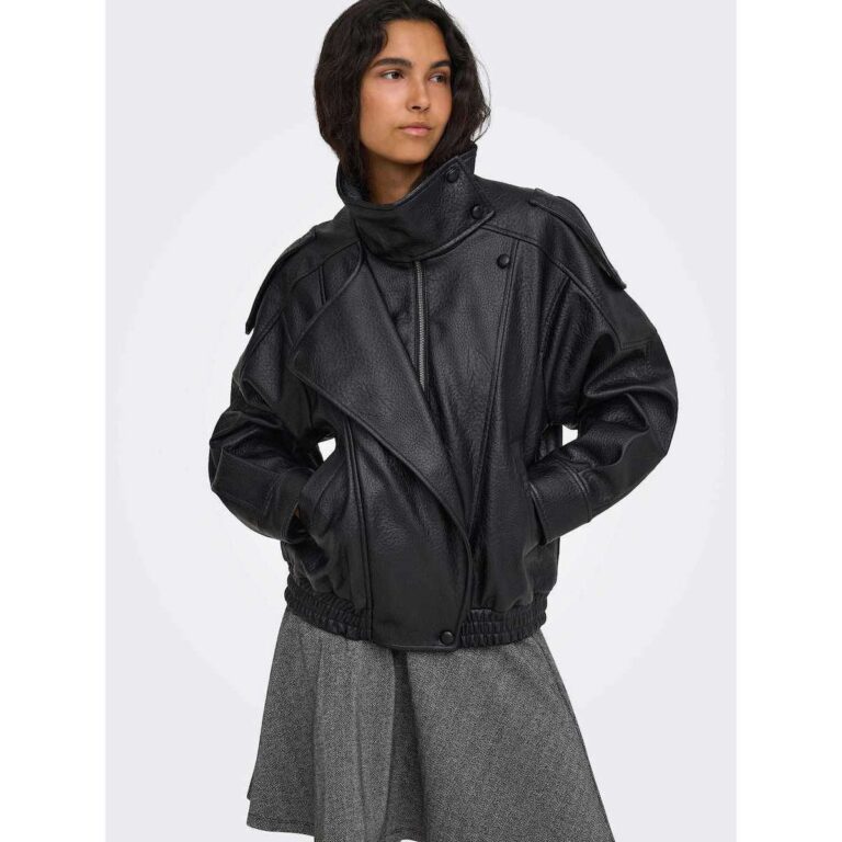 Only 15380880 Γυναικείο Leather Jacket Μαύρο